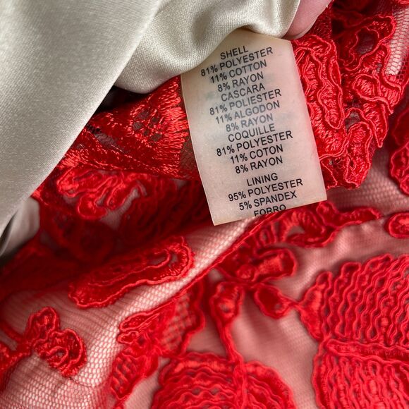 Vince Camuto Embroidered Mesh Sheath Dress Sz 8 Floral Red Cocktail Party - Picture 8 of 10